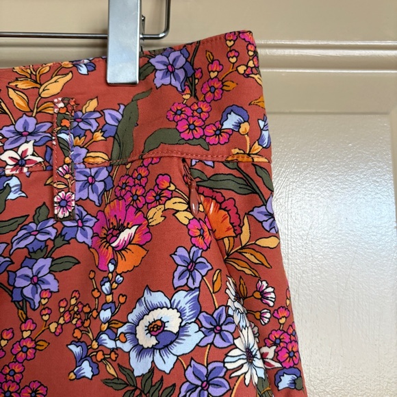 Maeve by Anthropologie Flower Power Orange Wide-Leg Cotton Crop Pants US 10 - Picture 5 of 7